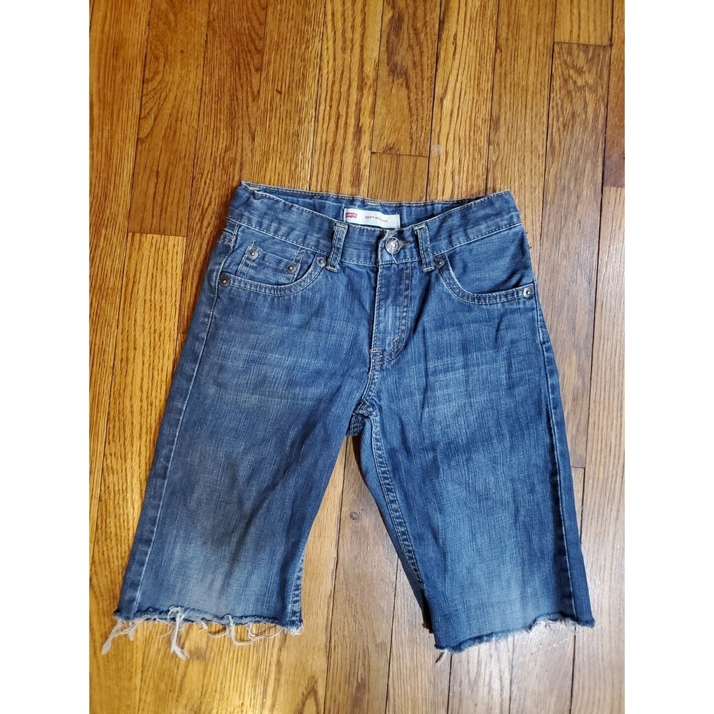 Levis 505 Regular Kids Denim‎ Shorts Medium Wash Raw Hem Size 7 Regular
